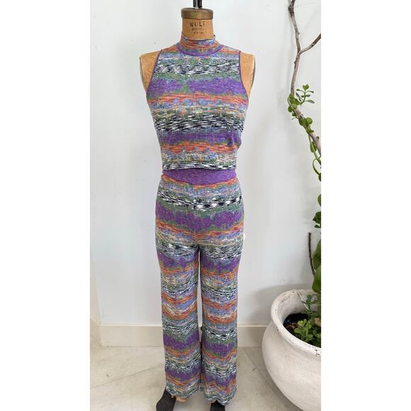 Desigual Knit Set Size M Top and Pants Matching Loungewear Y2K Festival Outfit - Picture 2 of 5